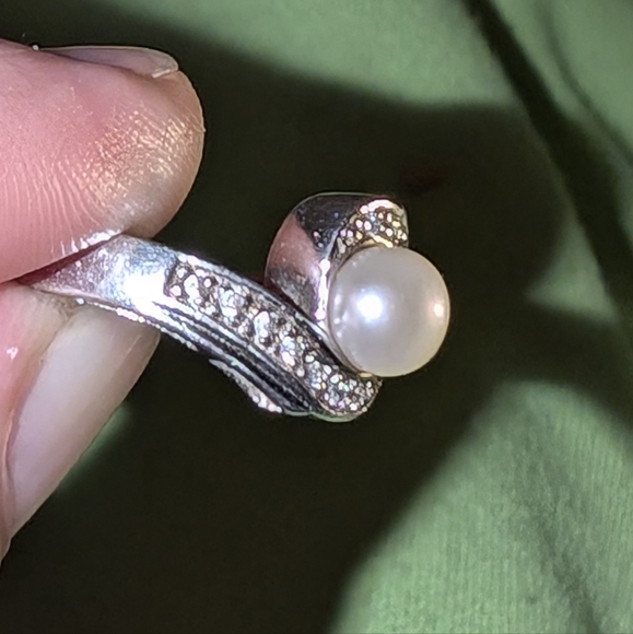 Vintage Pearl 925 Silver Ring Nevada Mines Size 5 - Picture 4 of 7